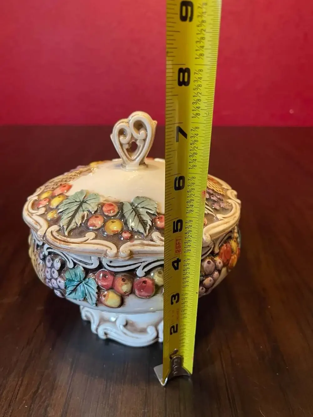 Lefton Majolica Style Della Robbbia Covered Candy Bowl - ,